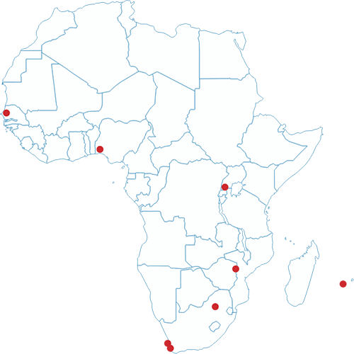 Map of Africa showing UArizona locations
