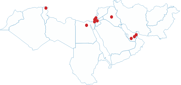 Map of the Middle East and North Africa showing UArizona locations